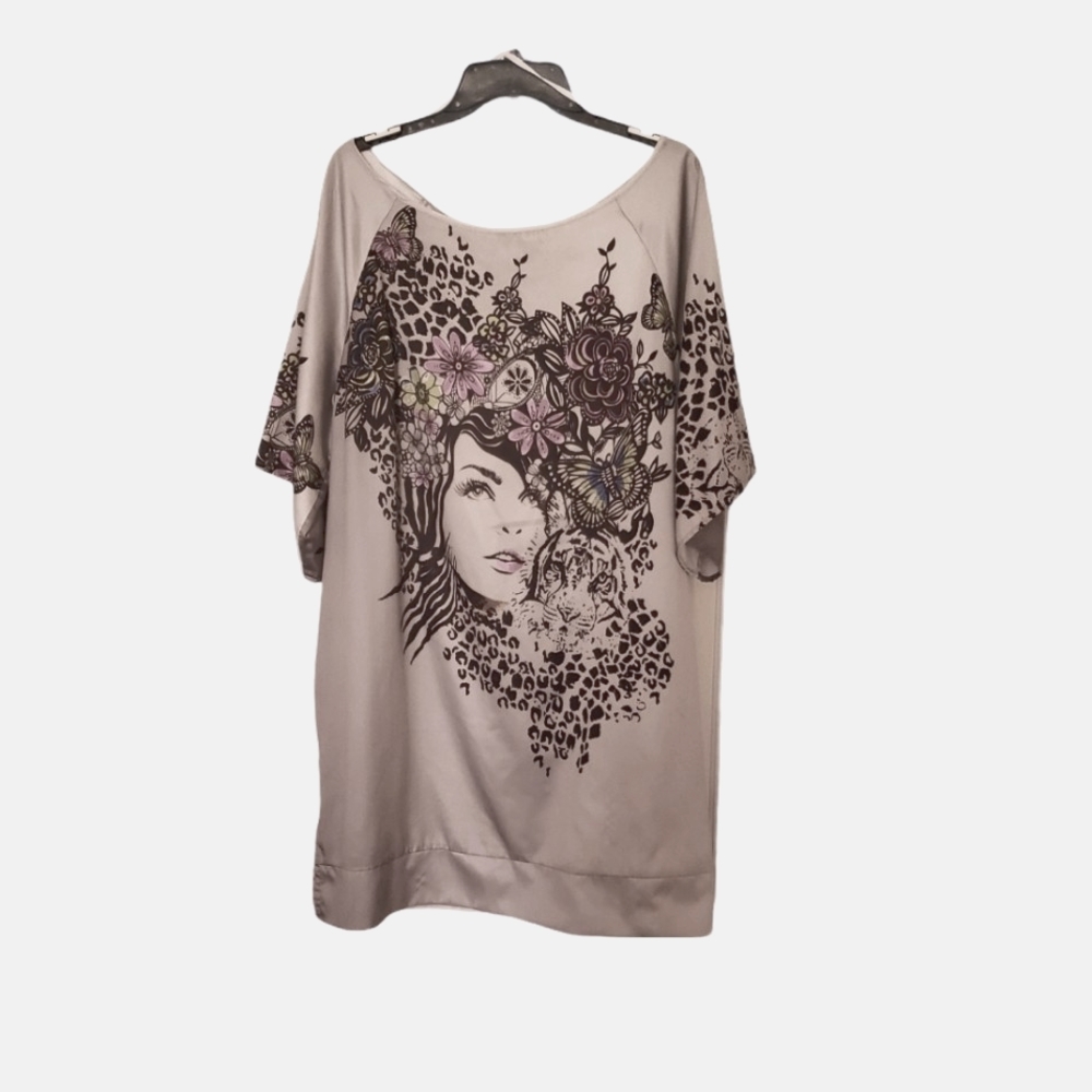 Lane Bryant Graphic Midi Dress - Cream and Black